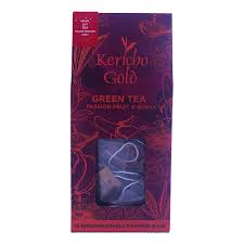 Kericho Gold Green Tea  Infused with A delicate Green Tea with exotic passion fruit combined with tropical tastes of guava and banana to create this deliciously refreshing blend.
