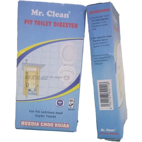 Mr Clean Pit Toilet Digester For Pit Latrines & Septic Tanks - 250g- has a double action formulation to rapidly digest organic waste and contains an active ingredient which attacks the flies larvae