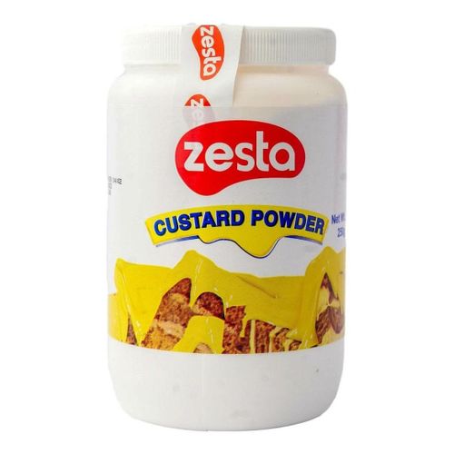 Zesta Custard Powder -250g.Use custard with a selection of fruits and top it with some honey and dry fruits. Custard is a favourite dessert that is ideal for sweet cravings.It is loved by children