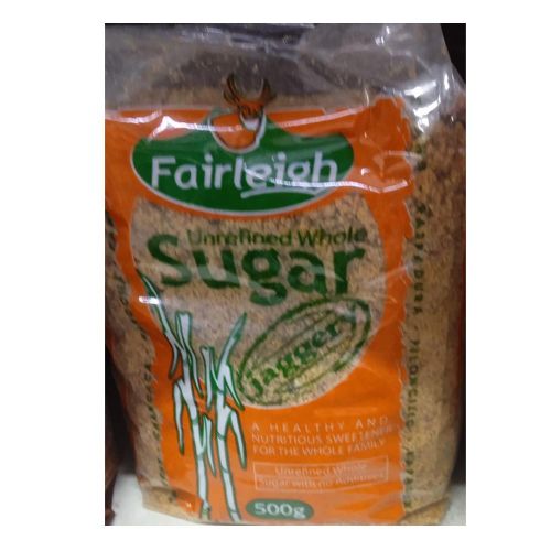 Fairleigh Unrefined whole Jaggery Sugar - 500g( is an unrefined healthy sweetener produced using concentrated sugar cane juice. It is high fibre and mineral content. It is a respiratory track cleaner.