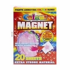 COLOUR MAGNET 20 Sheet Avoid Colour Run Washing Machine Dark Clothes-These clever sheets quickly absorb any dye that’s loose in the wash. The quick and easy way to avoid colour runs in your washing.