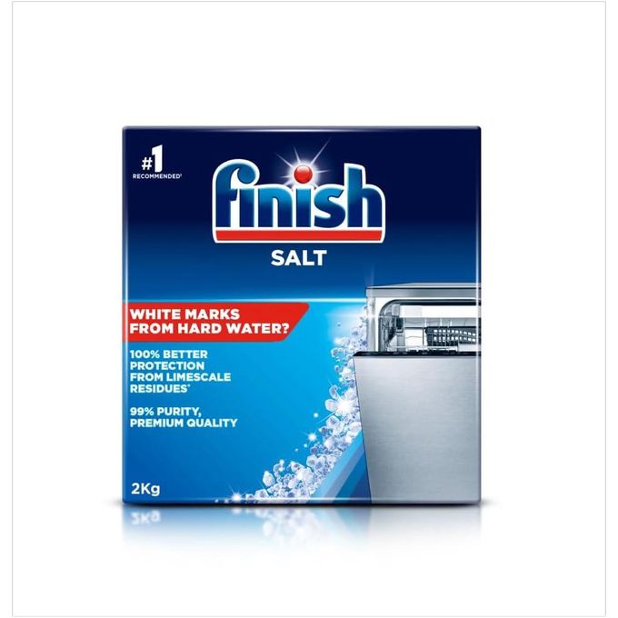 Finish Dishwasher Salt Helps Soften Water to Prevent Limescale and Watermarks, 2 KG-Finish Salt is guaranteed free from residues. Its purity ensures that your dishwasher's built-in water softening