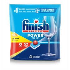 Finish Power Essential All in One Lemon Sparkle Dishwashing Tablets -52 Tabs-cuts through stains effectively without having to pre-rinse and soak your dishes. The lemon fragrance adds a burst of fresh