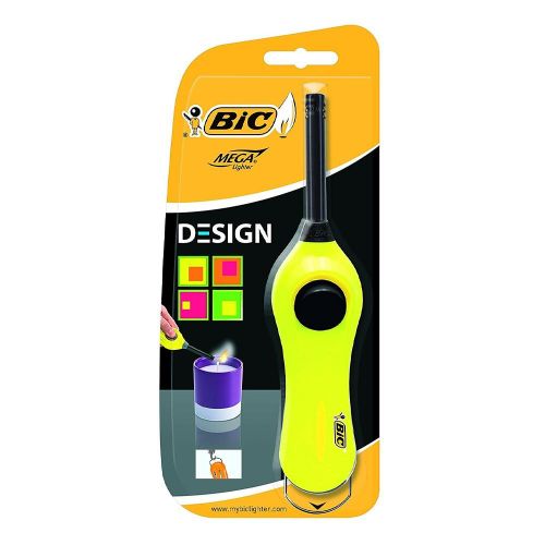 BIC MegaDesign Utility Lighter- Small easy-grip design that comfortably fits in your hand for lighting cookers, fireplaces, candles and BBQs.It also has a handy storage hook and holds up to 750 lights