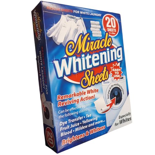 Miracle Whitening Sheets  20'S.Easy To Use Reviving Action Brightens & Whitens Especially for Whites ,Acts as a magnet to trap any loose dye for maximum protection.