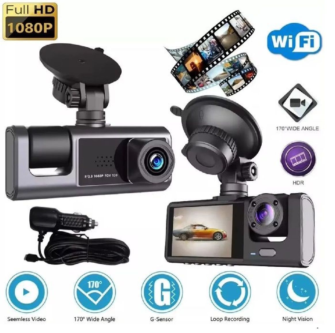 3 Channel WIFI Car DVR HD 1080P Inside Vehicle Dash Cam Three Way Camera DVRs Recorder Video Registrator Mini Dashcam Camcorder