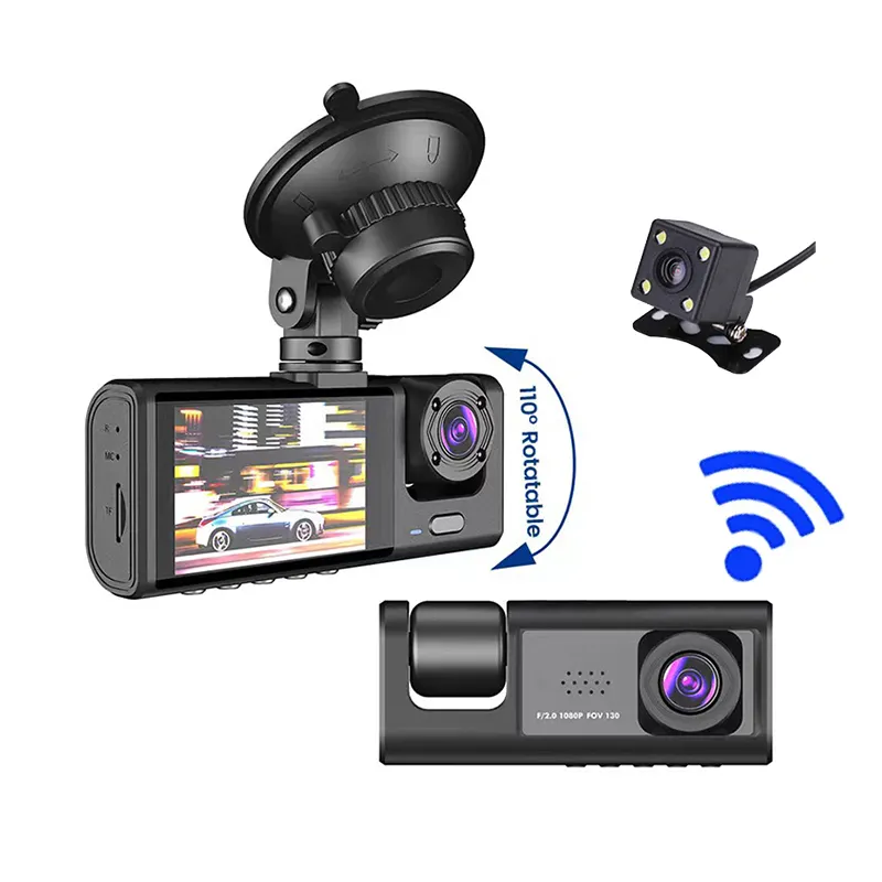 3 Channel WIFI Car DVR HD 1080P Inside Vehicle Dash Cam Three Way Camera DVRs Recorder Video Registrator Mini Dashcam Camcorder