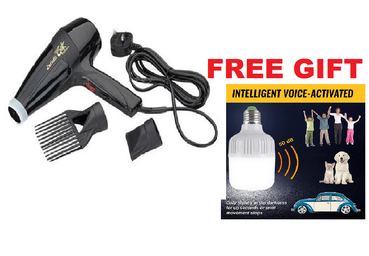 Professional  Ceriotti Hair Blow Dryer +FREE Clap Activated Bulb. SUPER GEK 3000 Constant Reliable Heat Can Be Used For Long Hours Recommended For All Ages