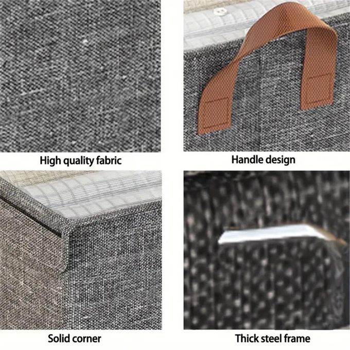 Foldable Clothes Storage Box With Lid, Collapsible Fabric Wardrobe Organizer Stackable Closet Storage Bin With Handle, Home Cube Container With Flip Cover For Clothing Toys Books Sheets