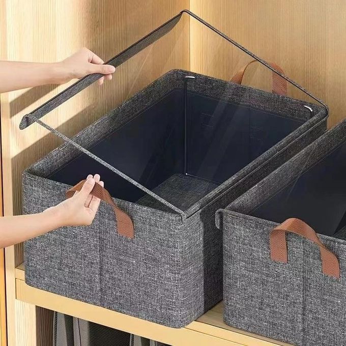 Foldable Clothes Storage Box With Lid, Collapsible Fabric Wardrobe Organizer Stackable Closet Storage Bin With Handle, Home Cube Container With Flip Cover For Clothing Toys Books Sheets