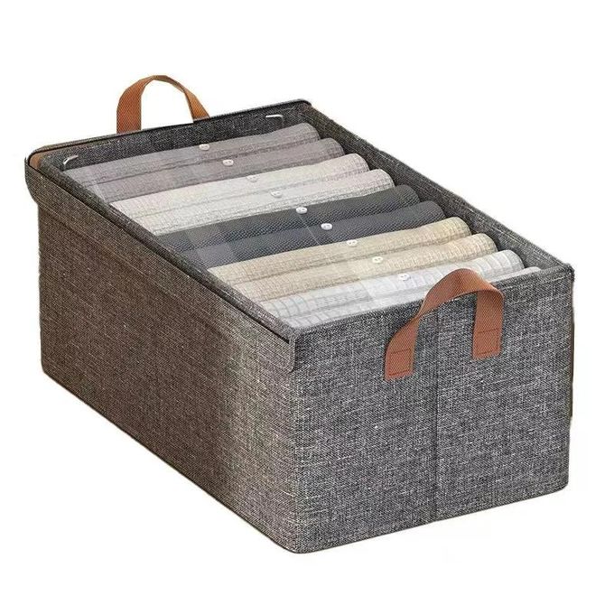 Foldable Clothes Storage Box With Lid, Collapsible Fabric Wardrobe Organizer Stackable Closet Storage Bin With Handle, Home Cube Container With Flip Cover For Clothing Toys Books Sheets