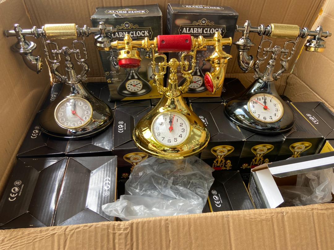 Vintage Alarm Clock With Large Numerals, Accurate Time, Battery Powered Antique Old Fashioned Telephone Design Table Clock| Retro Telephone Alarm Clock