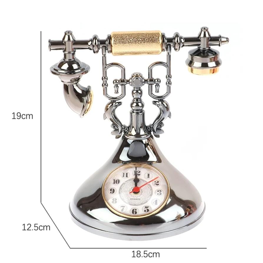 Vintage Alarm Clock With Large Numerals, Accurate Time, Battery Powered Antique Old Fashioned Telephone Design Table Clock| Retro Telephone Alarm Clock
