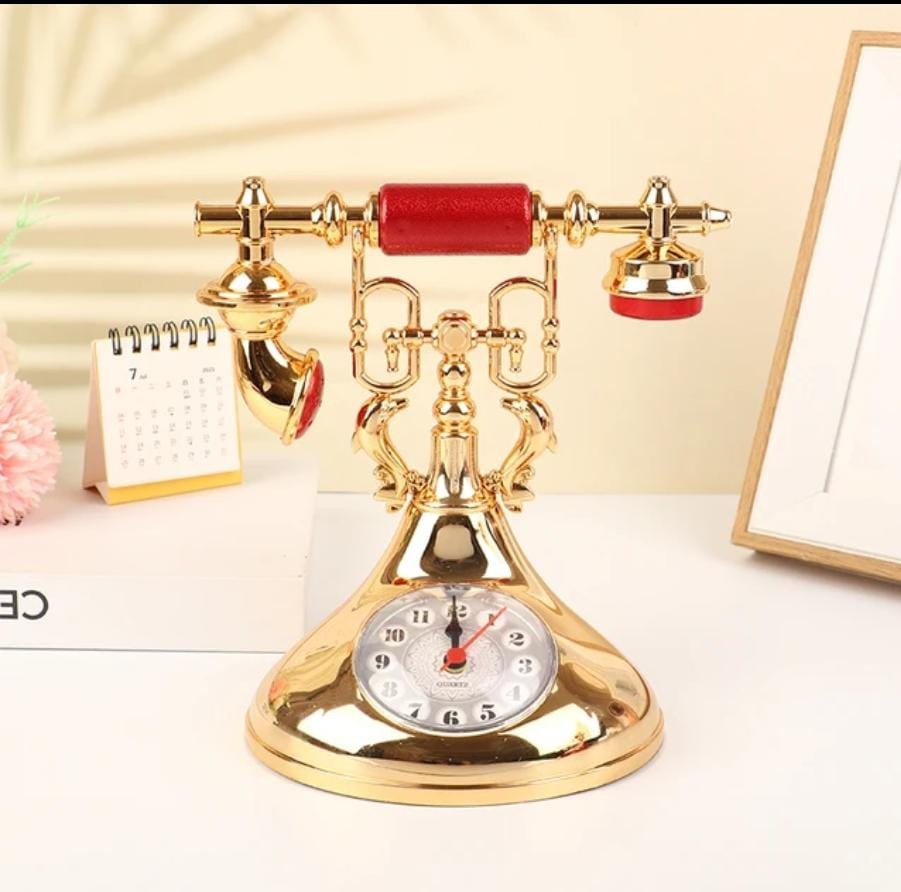 Vintage Alarm Clock With Large Numerals, Accurate Time, Battery Powered Antique Old Fashioned Telephone Design Table Clock| Retro Telephone Alarm Clock
