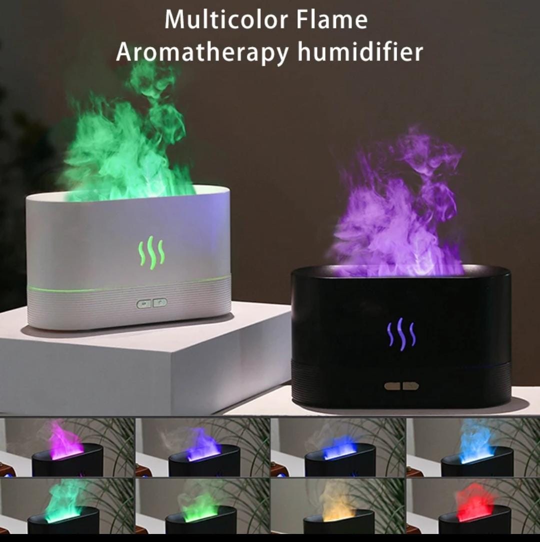 Colorful Flame Air Aroma Diffuser Humidifier, Upgraded 7 Flame Colors Noiseless Essential Oil Diffuser for Home,Office,Yoga with Auto-Off Protection