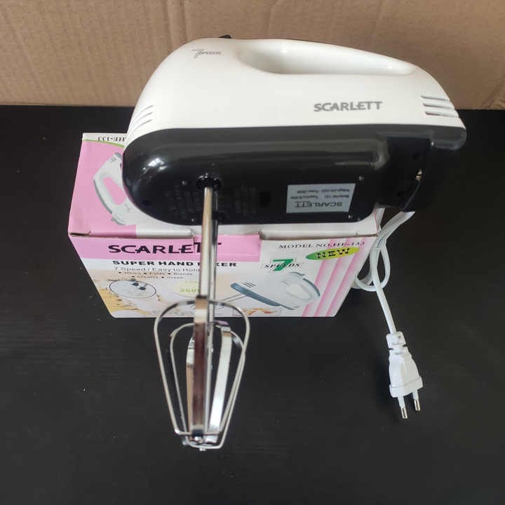 Scarlet Handmixer Electric Handheld - 7 Speed Portable Kitchen Mixer Electric with 4 Stainless Steel Accessories Whisk, Food Beater for Whipping Mixing Cookies Cakes Eggs Dough | High Power 260 Watts