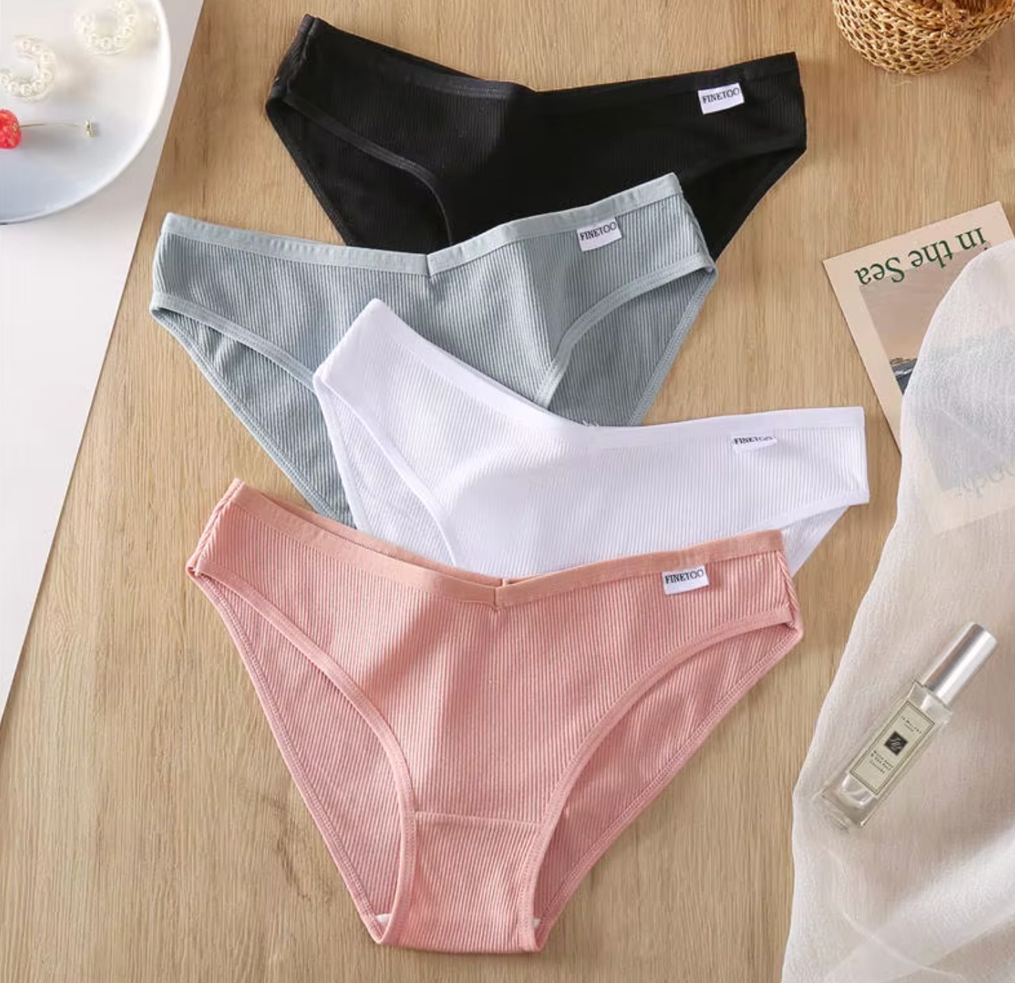 3 Pcs - FINETOO Sexy Women's Plain Cotton Lingerie Panties – Everyday Comfort Underwear | Soft, Breathable & Full-Coverage