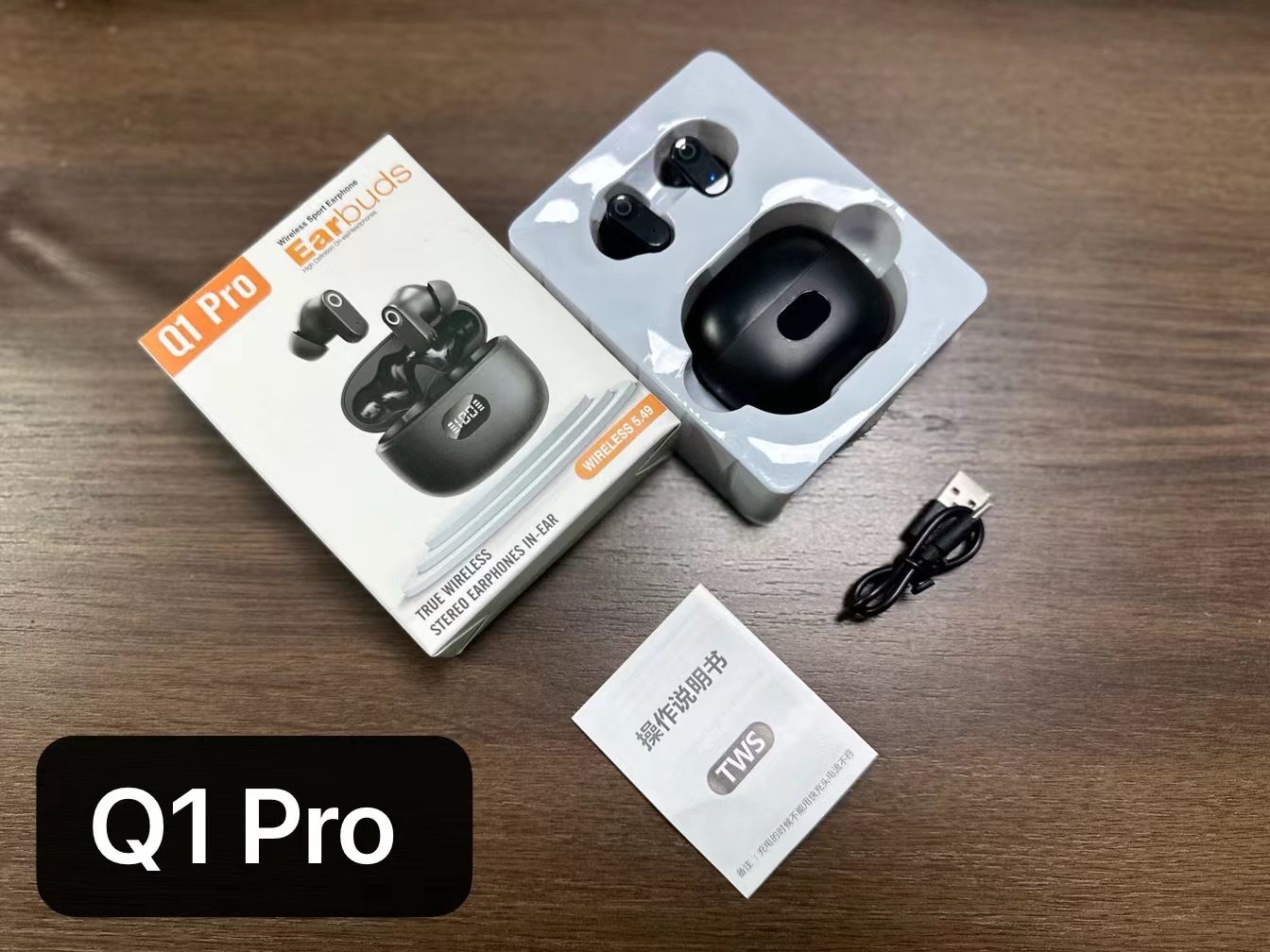 2025 New Q1 Semi-in-ear Wireless Bluetooth Headphones for Running Sports Noise Cancelling with Super Long Battery Life.