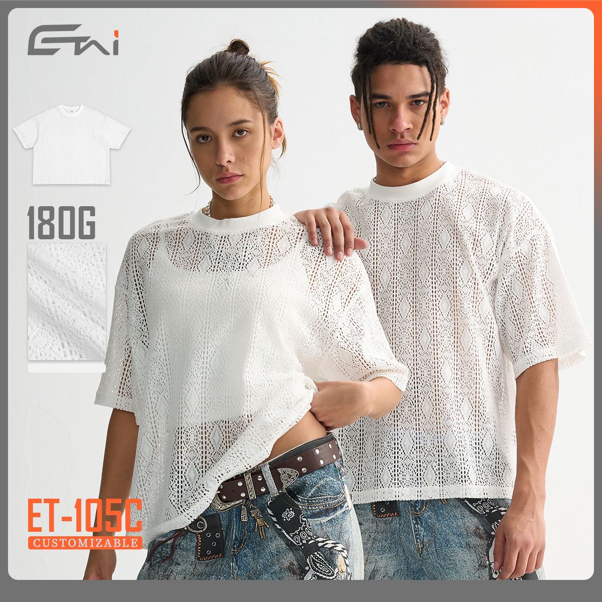 Men's wear|Women's wear|New trend men's lace mesh short sleeve loose casual sheer round neck T-shirt