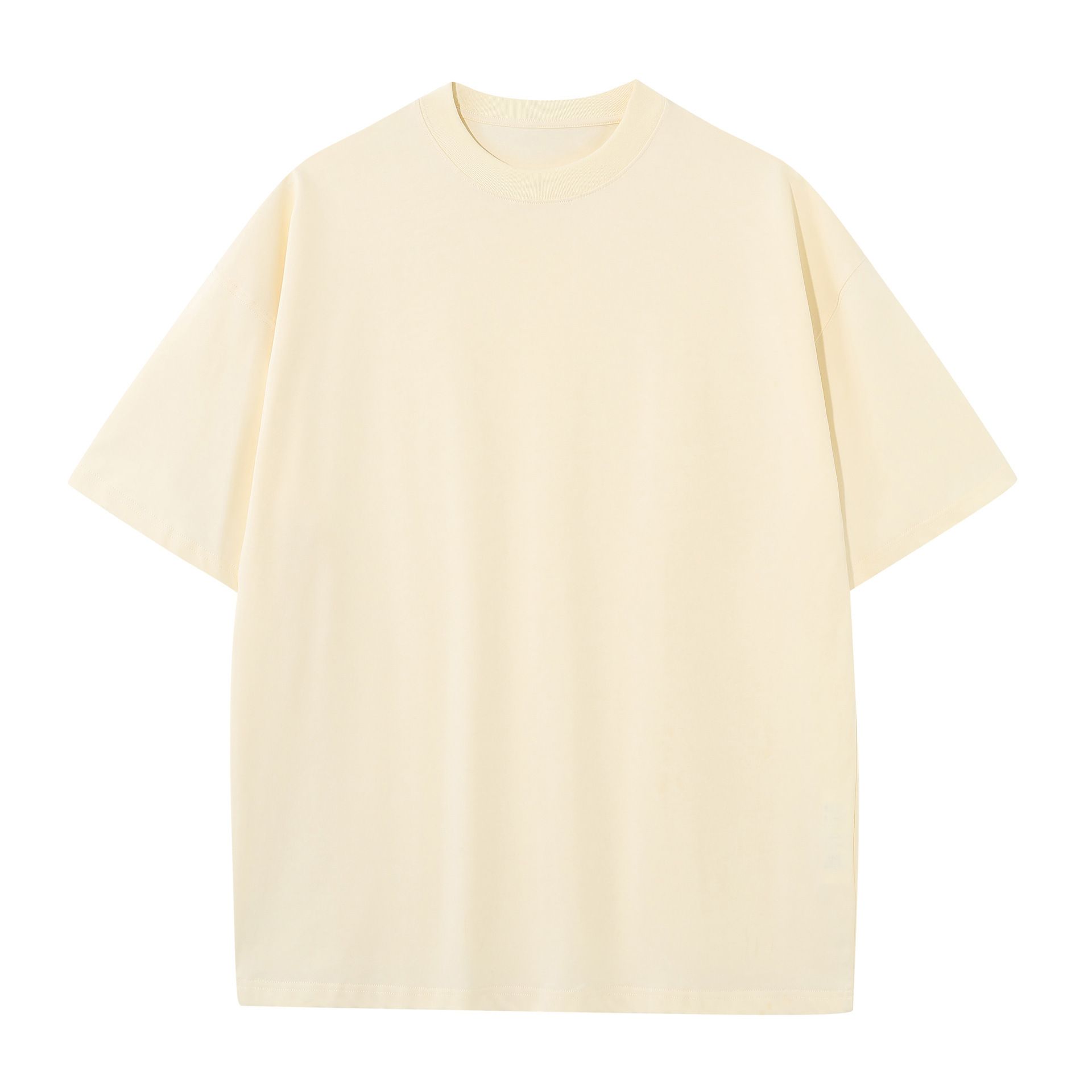 2025 Summer New Men's Short Sleeve T-shirt；230g Retro Dropped Shoulder Crew Neck T-shirt ；Fine-combed Dense Double-spun Pure Cotton Short Sleeve T-shirt