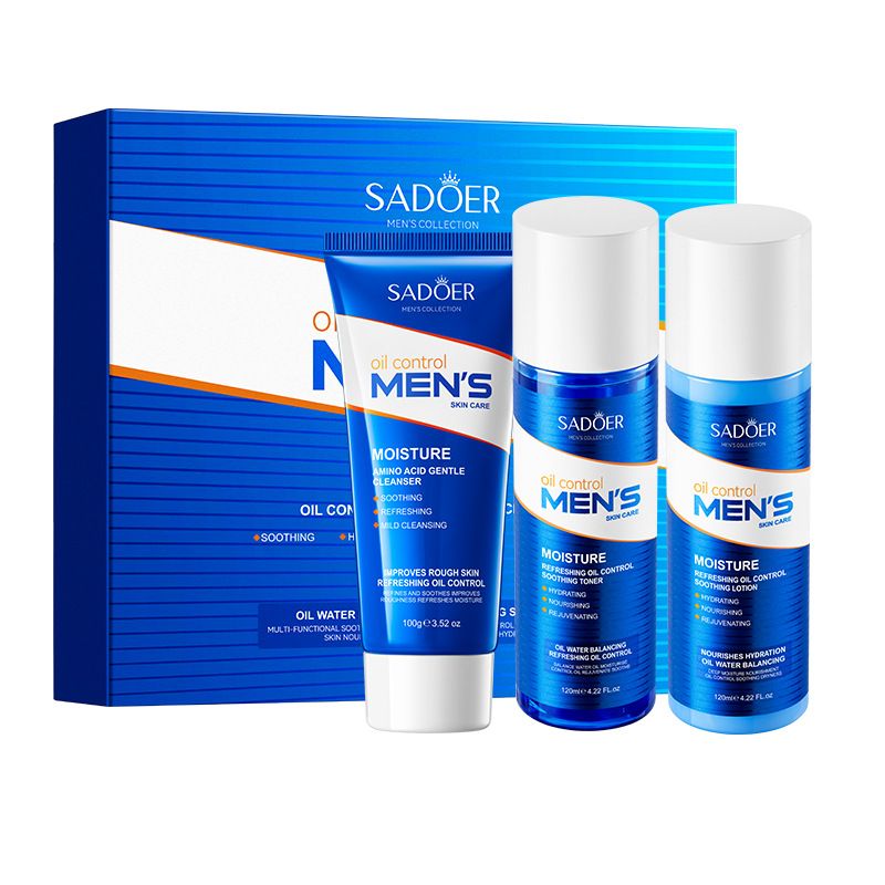 SADOER Men's Moisturizing Refreshing Oil Control Three-piece Set Moisturizing Skin Care Product Set