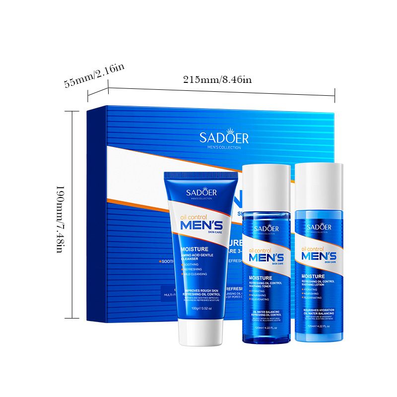 SADOER Men's Moisturizing Refreshing Oil Control Three-piece Set Moisturizing Skin Care Product Set