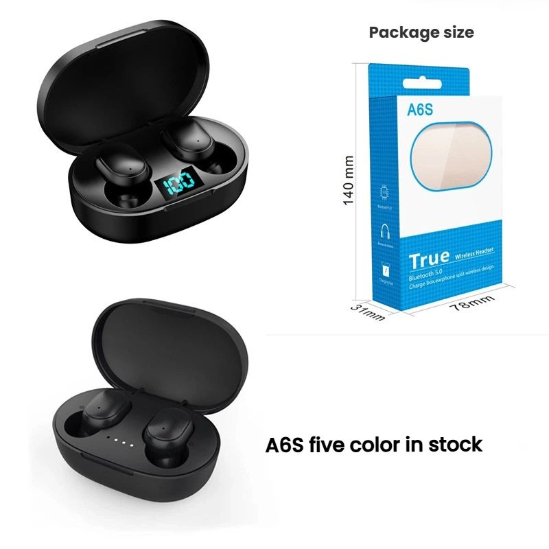 A6S earphone In-ear wireless bluetooth earpods Suitable for mobile phones  of android IOS airpod waterproof with charging box