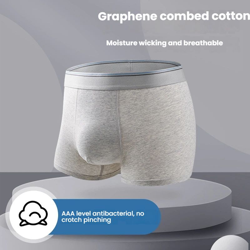 【4pcs】L-6XL Men's  cotton underpants with graphene large size sweat-absorbing youth male shorts