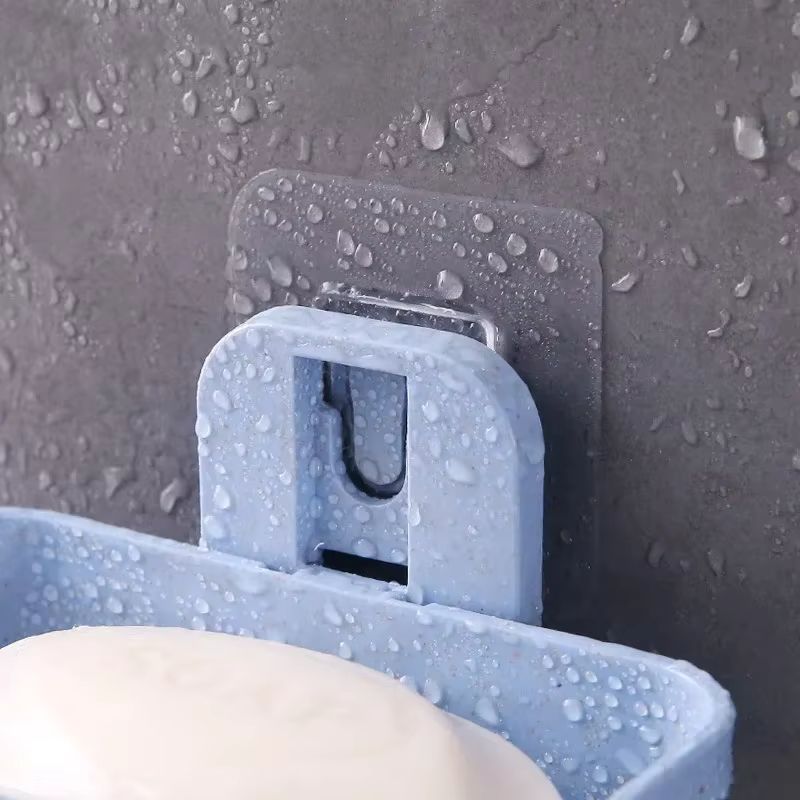 New Bathroom Suction, Cup Soap Dishes Plastic Holders, Wall-mounted Double-deck Creative Drainage Soap Storage Racks