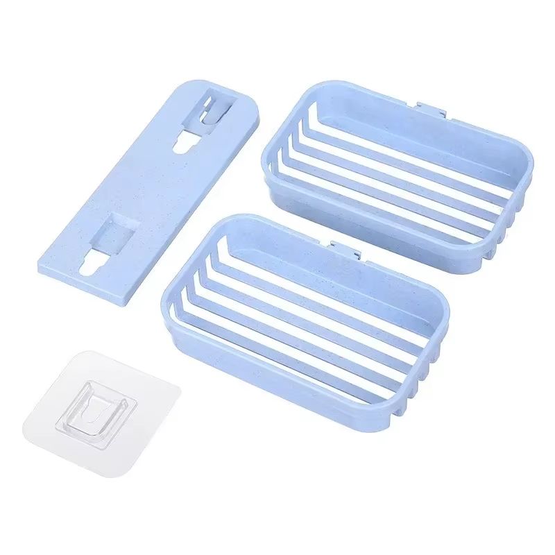 New Bathroom Suction, Cup Soap Dishes Plastic Holders, Wall-mounted Double-deck Creative Drainage Soap Storage Racks