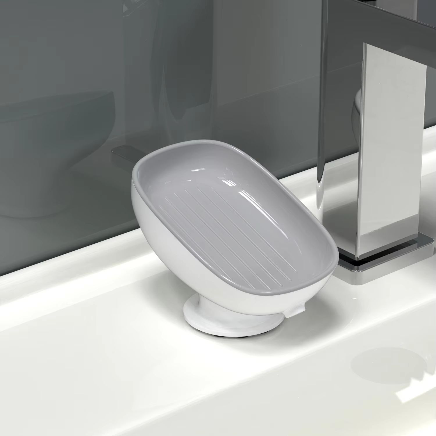 Super suction cup soap tray with drainage function, bathroom soap holder, soap container, bathroom supplies