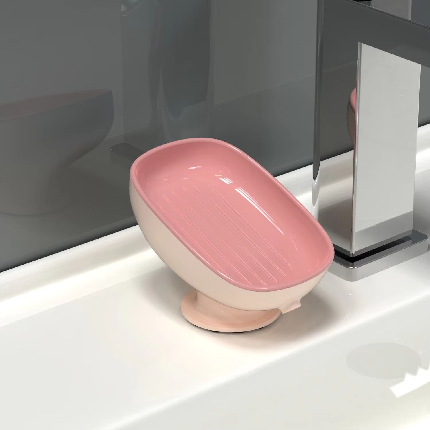 Super suction cup soap tray with drainage function, bathroom soap holder, soap container, bathroom supplies