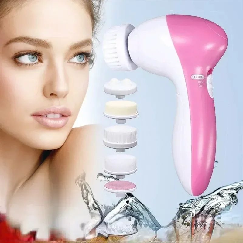 Electric Facial Cleanser 5 in 1 Wash Face Cleaning Machine Skin Pore Cleaner Wash Machine Spa Blackhead Cleaning Facial Cleanser