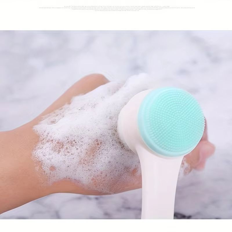 1pc Gentle Silicone Facial Cleansing Brush, Dual-Sided Soft Bristles, Manual Exfoliating Pore Cleaner for All Skin Types