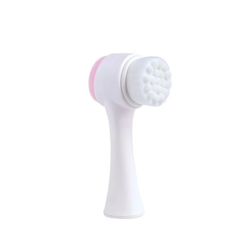 1pc Gentle Silicone Facial Cleansing Brush, Dual-Sided Soft Bristles, Manual Exfoliating Pore Cleaner for All Skin Types