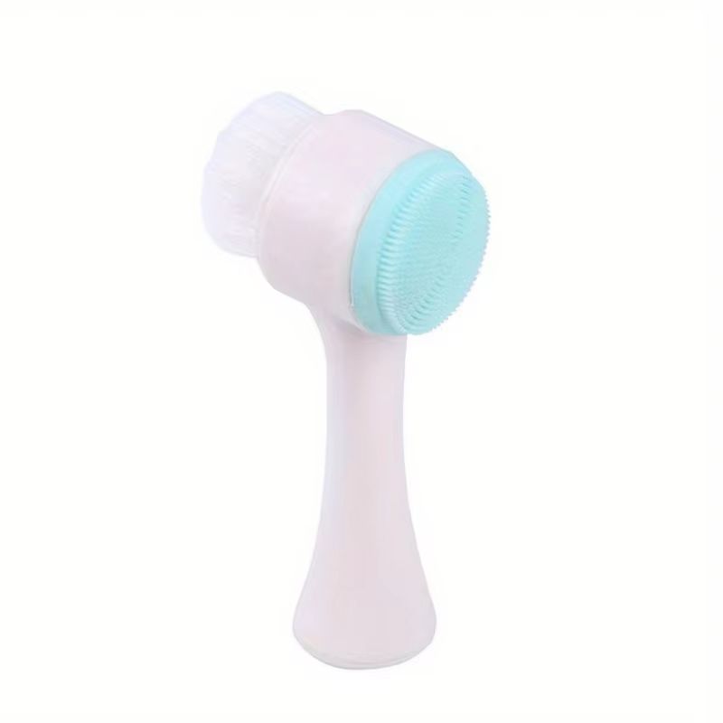1pc Gentle Silicone Facial Cleansing Brush, Dual-Sided Soft Bristles, Manual Exfoliating Pore Cleaner for All Skin Types