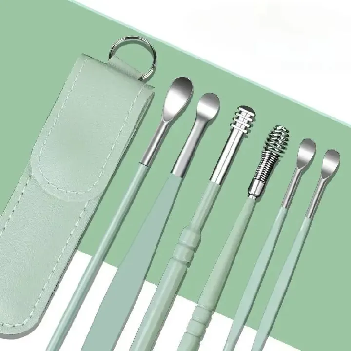 Stainless Steel Earpick Ear Cleaner Spoon Ear pick Ear Wax Removal Tool Kit Ear Spoon Care for Baby Adults Ear Care Set