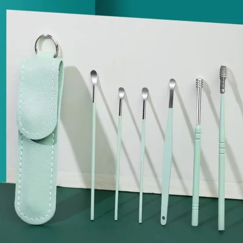 Stainless Steel Earpick Ear Cleaner Spoon Ear pick Ear Wax Removal Tool Kit Ear Spoon Care for Baby Adults Ear Care Set