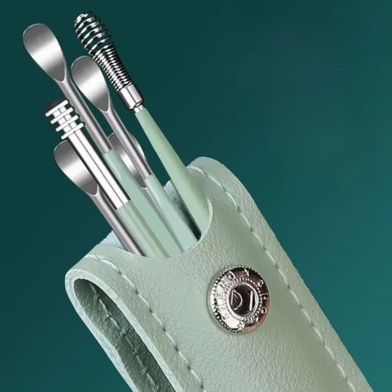 Stainless Steel Earpick Ear Cleaner Spoon Ear pick Ear Wax Removal Tool Kit Ear Spoon Care for Baby Adults Ear Care Set