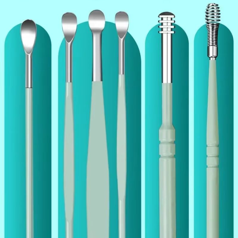 Stainless Steel Earpick Ear Cleaner Spoon Ear pick Ear Wax Removal Tool Kit Ear Spoon Care for Baby Adults Ear Care Set