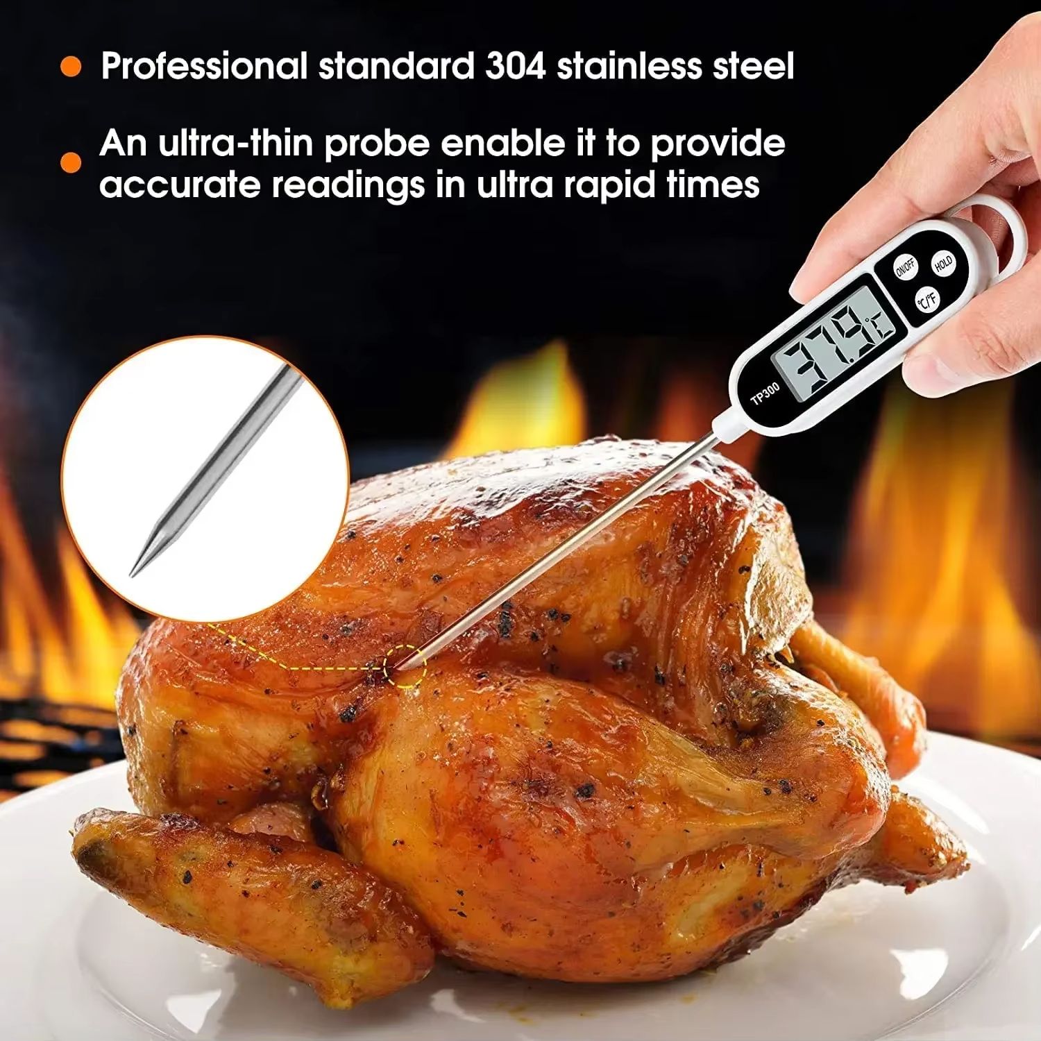 Stainless Steel Probe Type Household Food Thermometer Pen Type Milk Temperature Cooking Food Thermometer