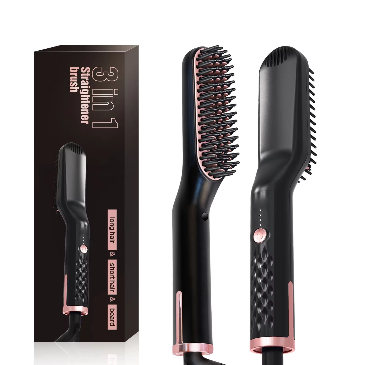 Hot Comb Straightener Heating Comb For Men Beard Electric Negative Ion Hair Straightening Brush Wet Dry Use Quick Hair Styler
