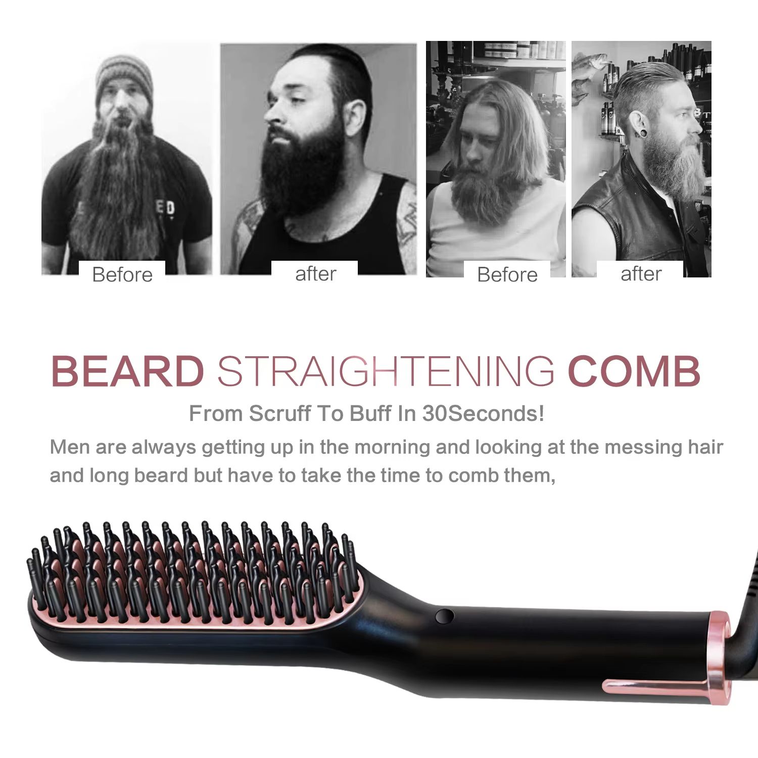 Hot Comb Straightener Heating Comb For Men Beard Electric Negative Ion Hair Straightening Brush Wet Dry Use Quick Hair Styler