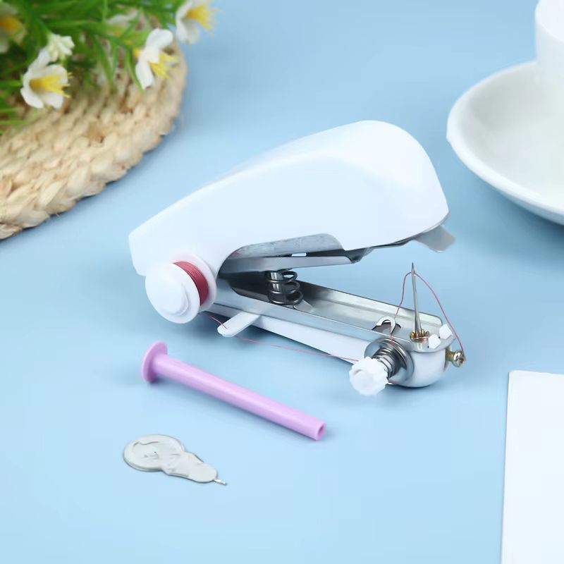 Home Handheld Sewing Machine Portable Outdoor Travel Clothes Fabrics DIY Stitching Sewing Tool Mini Manual Stitch Needlework Machine
