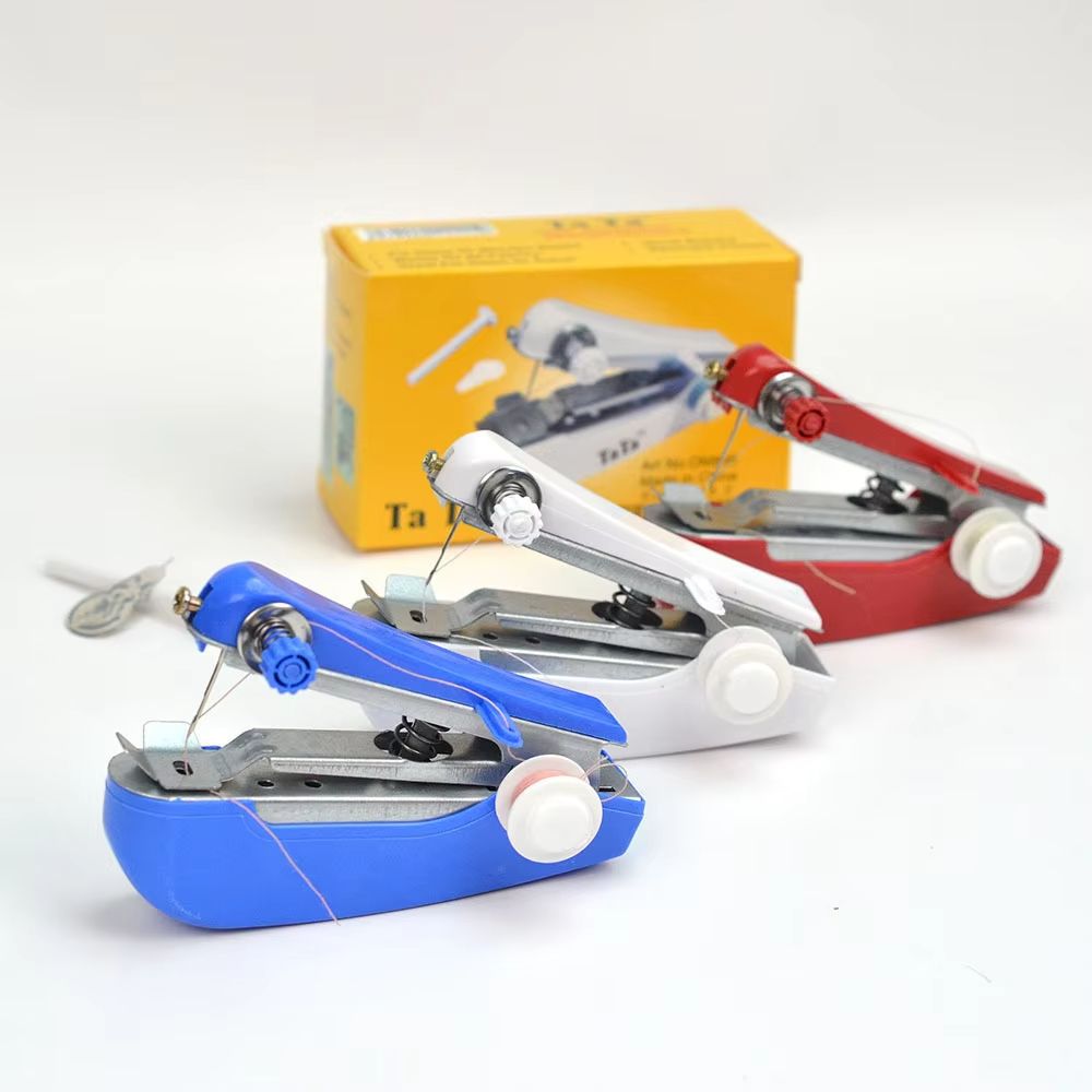 Home Handheld Sewing Machine Portable Outdoor Travel Clothes Fabrics DIY Stitching Sewing Tool Mini Manual Stitch Needlework Machine