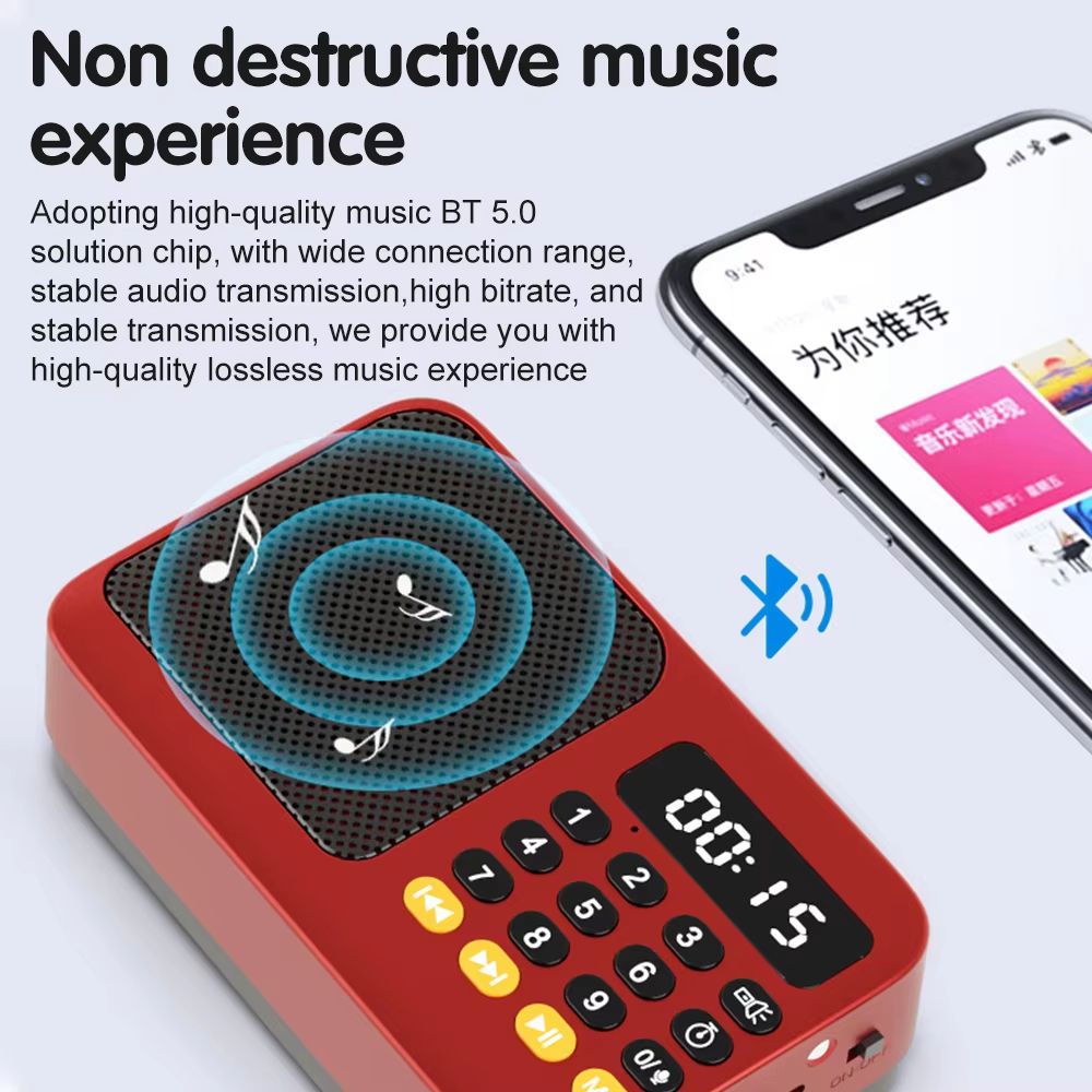 Handheld Rechargeable Digital FM USB TF MP3 Player Portable Radio Music Player Speaker Devices Supplies With LED Display Radio
