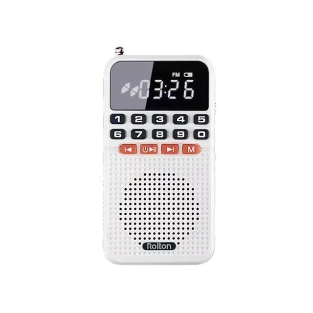 Mini Portable Pocket Radio Dual Antenna Radios Receiver Bluetooth Speaker Walkman with LED Display Flashlight TF Card Player