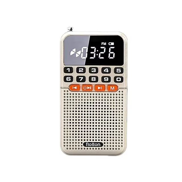 Mini Portable Pocket Radio Dual Antenna Radios Receiver Bluetooth Speaker Walkman with LED Display Flashlight TF Card Player