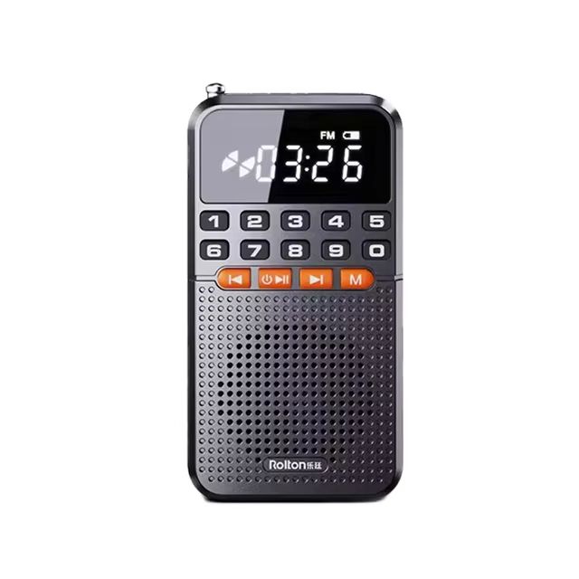 Mini Portable Pocket Radio Dual Antenna Radios Receiver Bluetooth Speaker Walkman with LED Display Flashlight TF Card Player