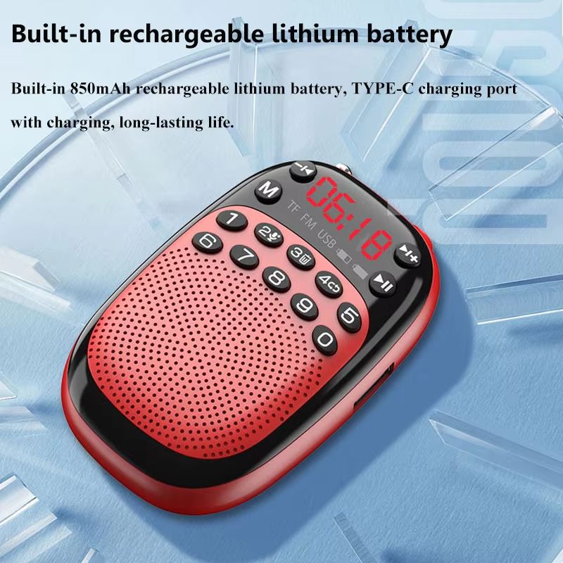 Mini Pocket FM Radio Portable Rechargeable DSP Radios Wireless Bluetooth Speaker Internal&External Recording TF USB Music Play